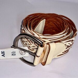 American Eagle Outfitters Cream Winter White Braided Woven Belt NWT Women’s M/L